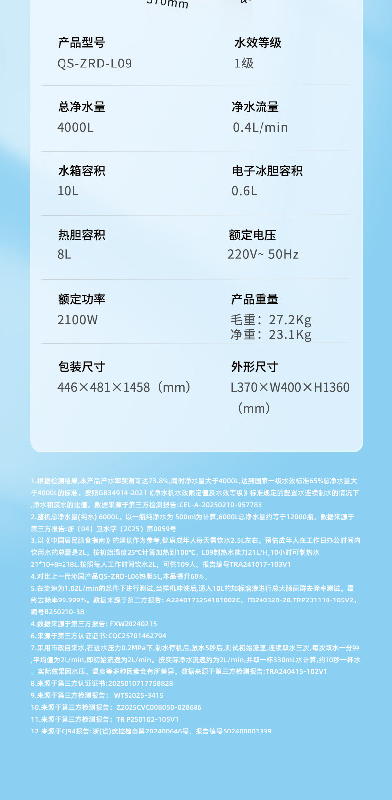 沁园商用净水器直饮机立式学校办公室工厂饮水机RO反渗透净饮机QS-ZRD-L09(图24)